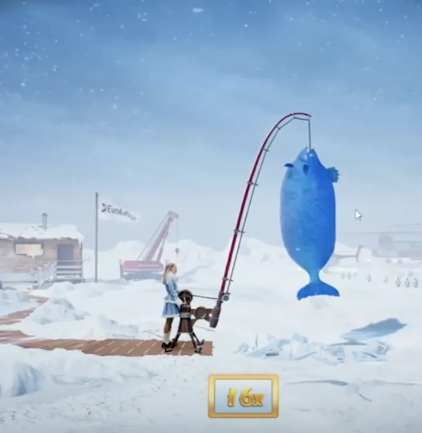 Evolution Ice Fishing betting view used to explain stake placement, risk selection, and decision pacing